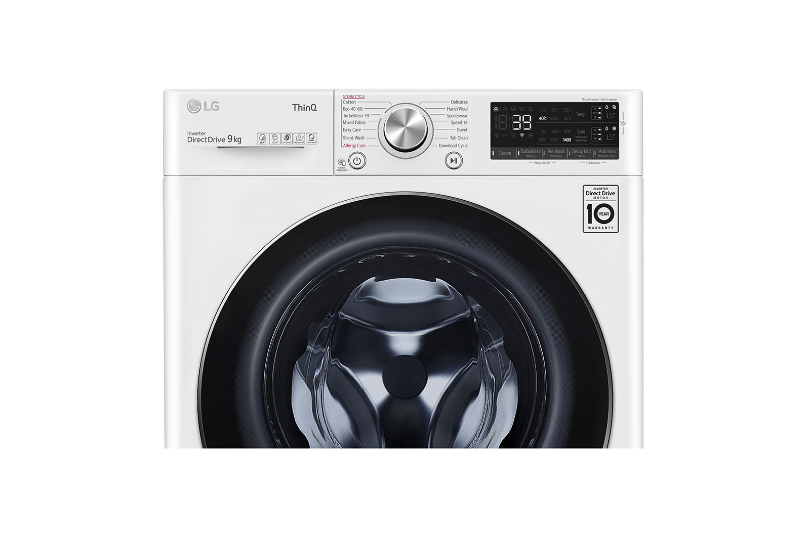LG 9kg WiFi Connected Washing Machine, White, F4V909WTSA