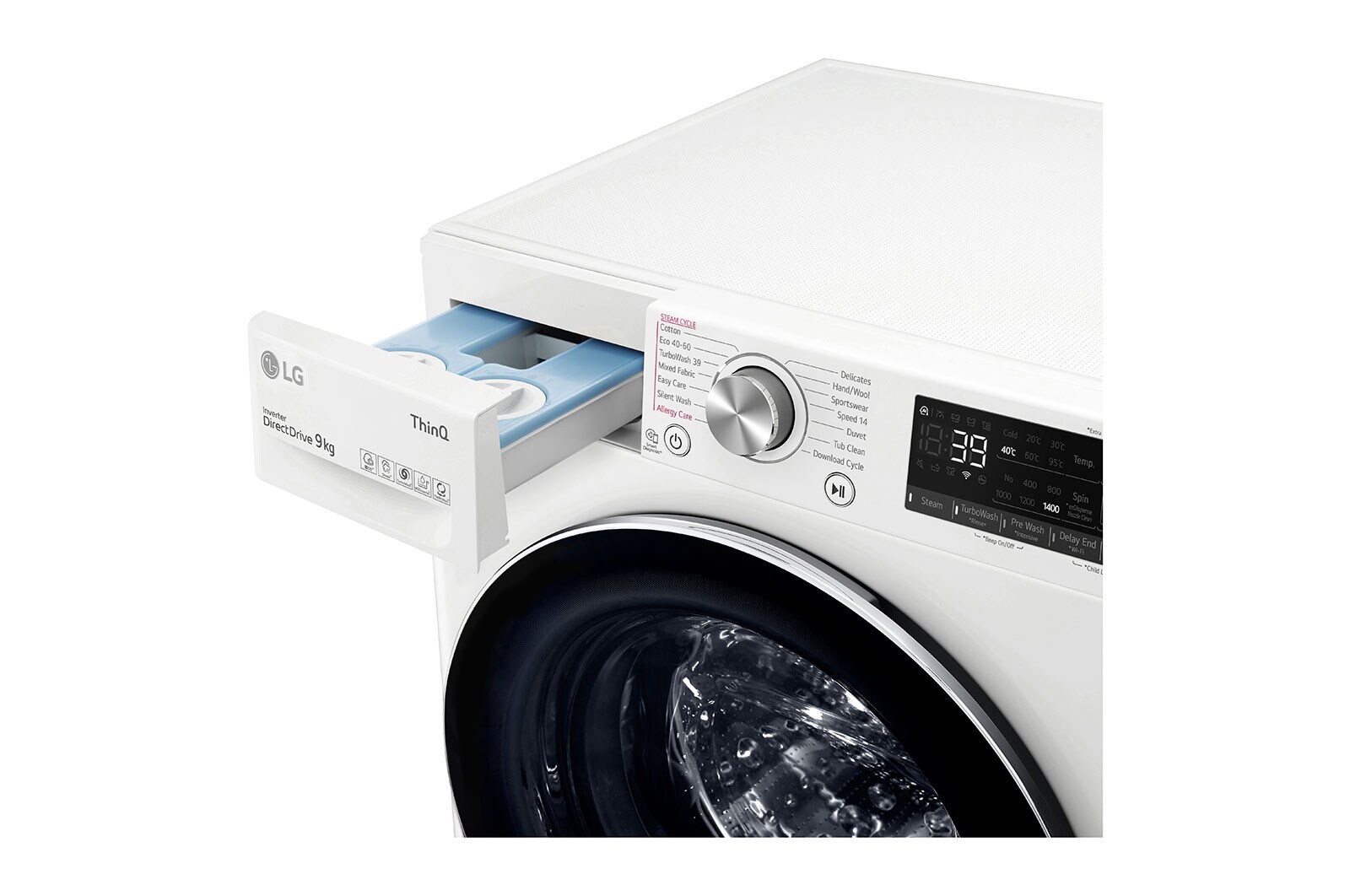 LG 9kg WiFi Connected Washing Machine, White, F4V909WTSA