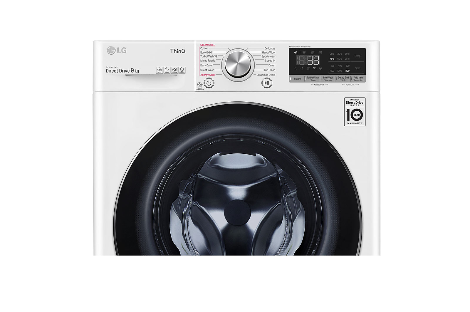 LG 9kg Washing Machine White AI DD™, F4V909WTSE