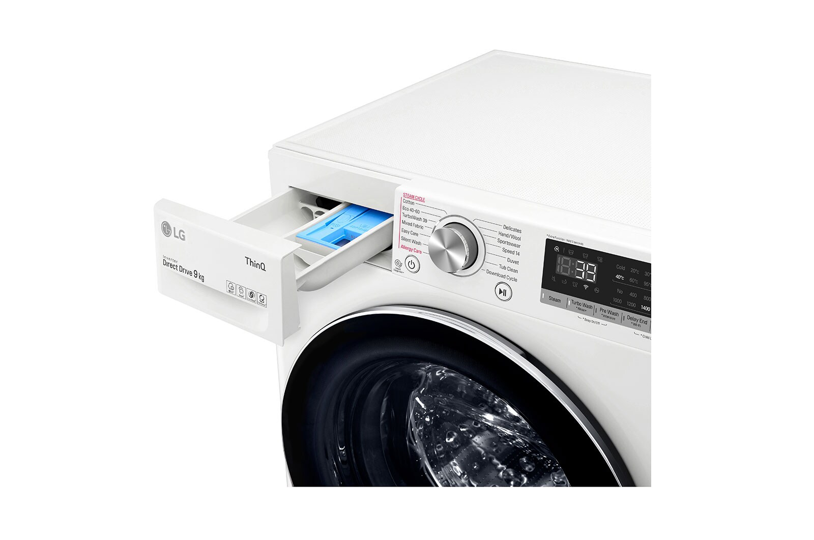 LG 9kg Washing Machine White AI DD™, F4V909WTSE