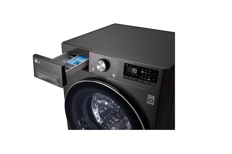 LG Turbowash360™ F4V910BTS 10.5kg Washing Machine - Black Steel, F4V910BTS