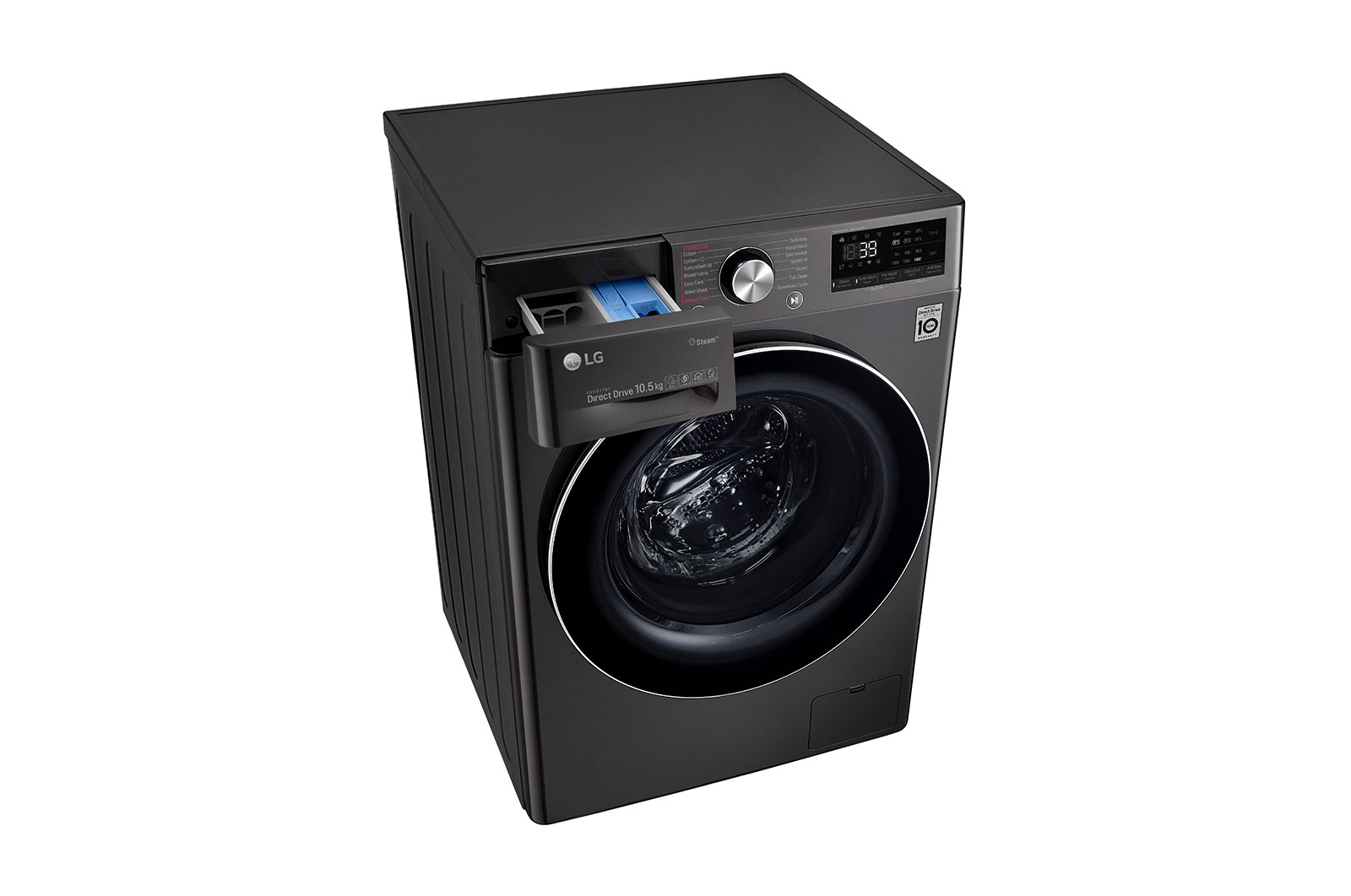 LG Turbowash360™ F4V910BTS 10.5kg Washing Machine - Black Steel, F4V910BTS