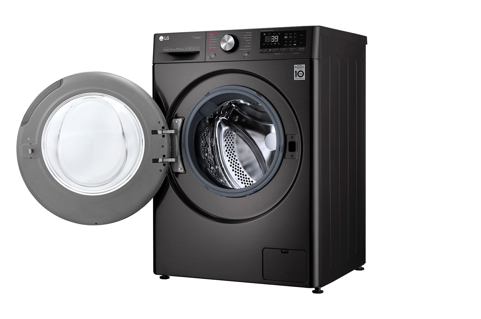LG Turbowash360™ F4V910BTS 10.5kg Washing Machine - Black Steel, F4V910BTS