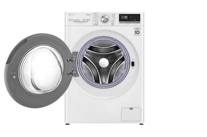 LG 10.5kg WiFi connected Washing Machine, White, F4V910WTSE