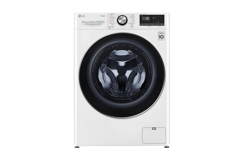 Front view of LG Turbowash360™ F4V910WTS 10.5kg Washing Machine - White F4V910WTS