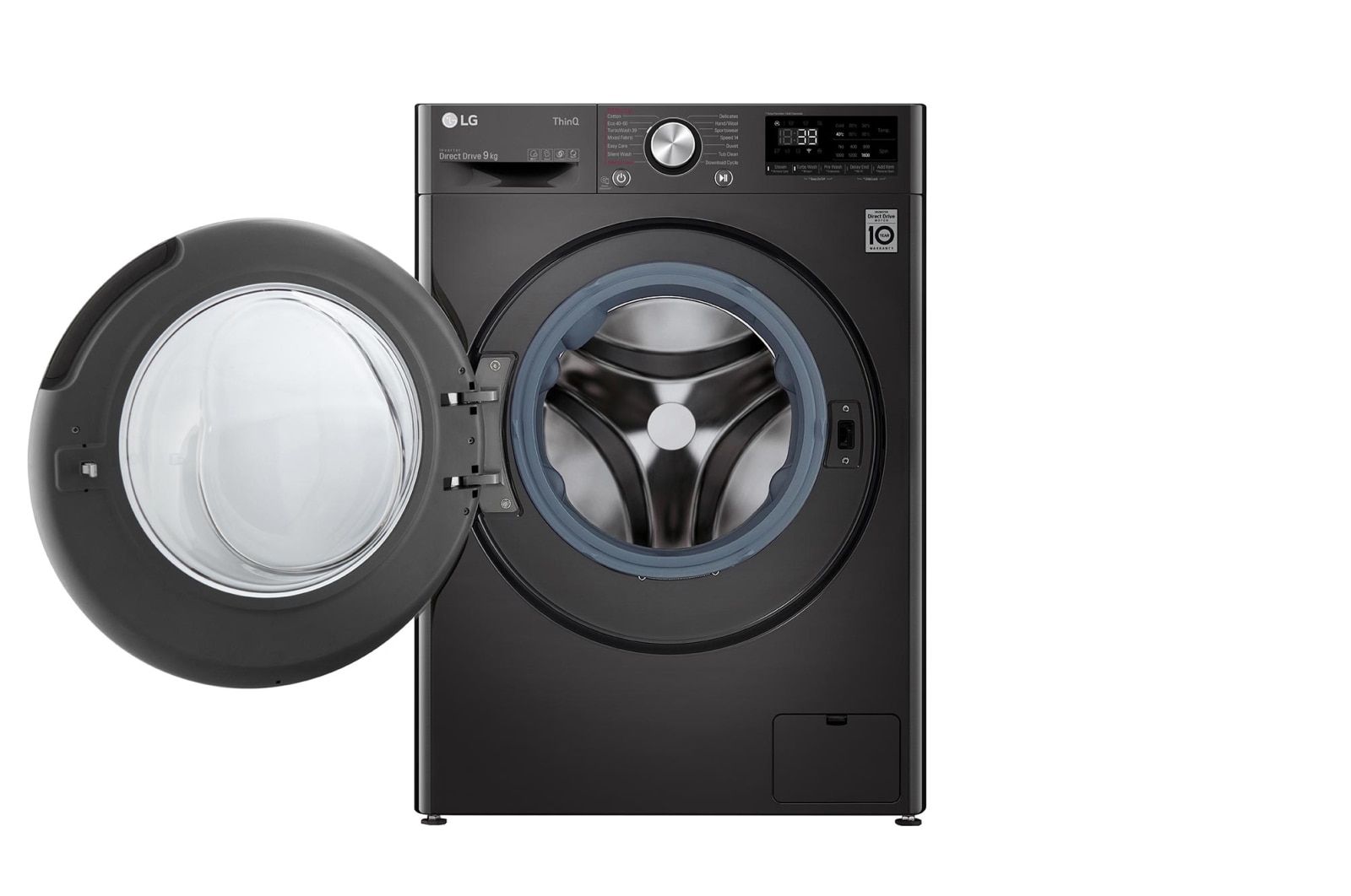 LG WiFi connected | 9kg | Washing Machine | 1560 rpm | AI DD™ | Direct Drive™ | Steam™ | TurboWash™360 | Black Steel, F6V1009BTSE