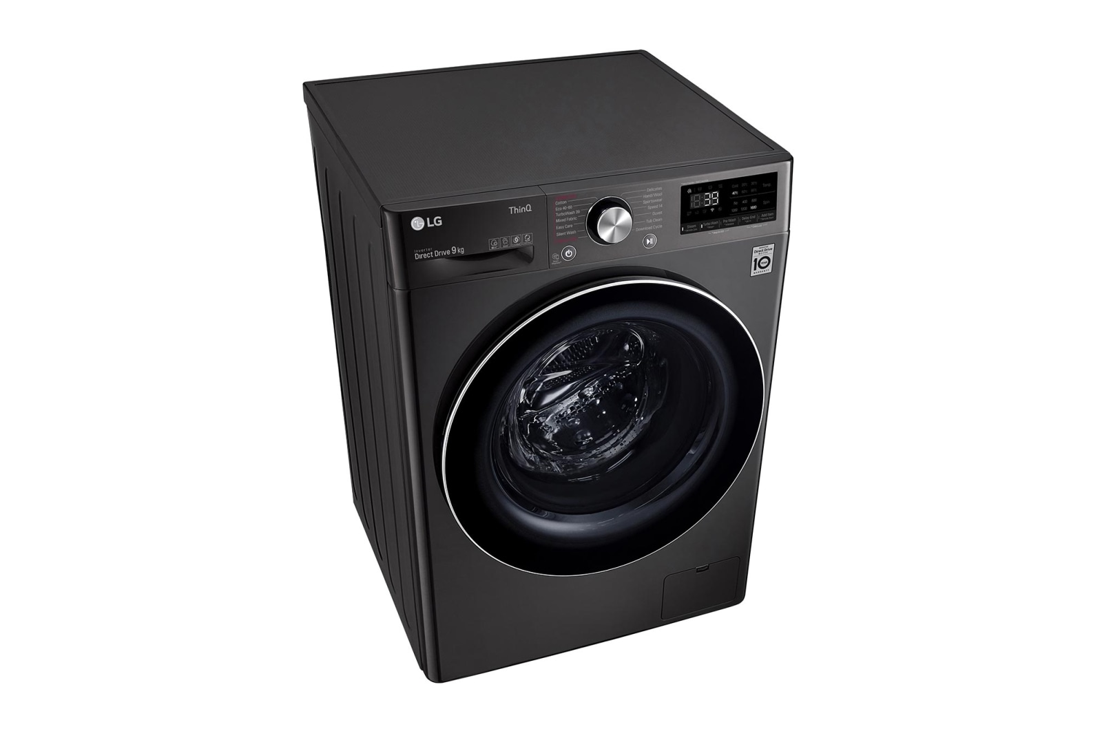 LG WiFi connected | 9kg | Washing Machine | 1560 rpm | AI DD™ | Direct Drive™ | Steam™ | TurboWash™360 | Black Steel, F6V1009BTSE