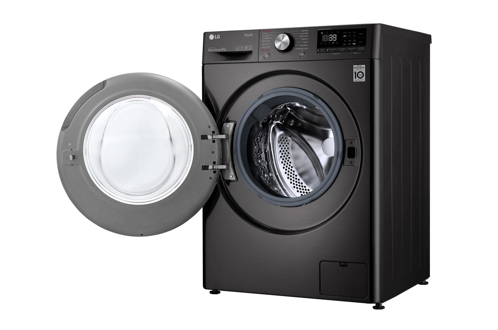 LG WiFi connected | 9kg | Washing Machine | 1560 rpm | AI DD™ | Direct Drive™ | Steam™ | TurboWash™360 | Black Steel, F6V1009BTSE