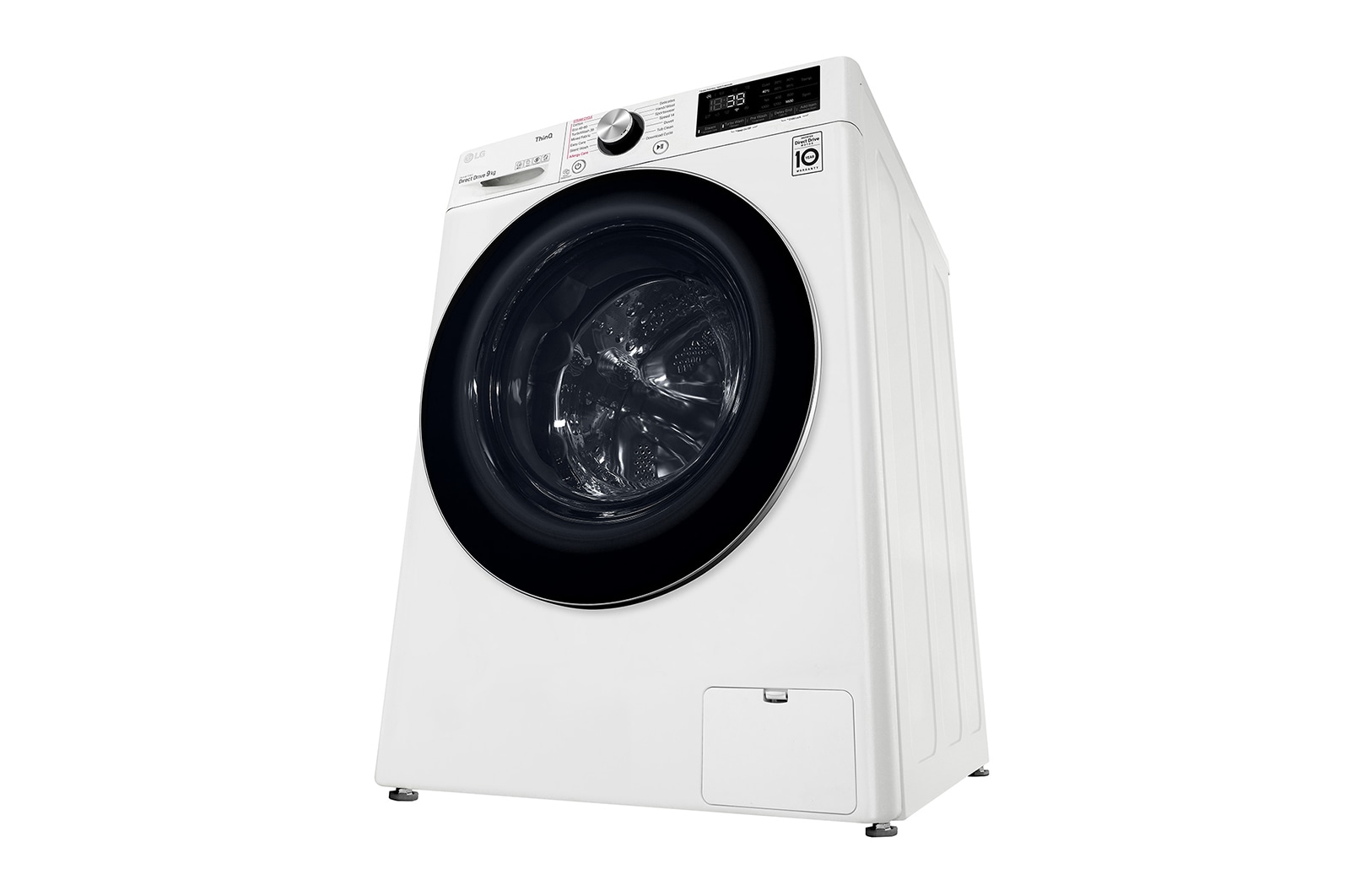 LG WiFi connected | 9kg | Washing Machine | 1560 rpm | Direct Drive™ | AI DD™ | Steam™ | TurboWash™360 | White, F6V1009WTSE