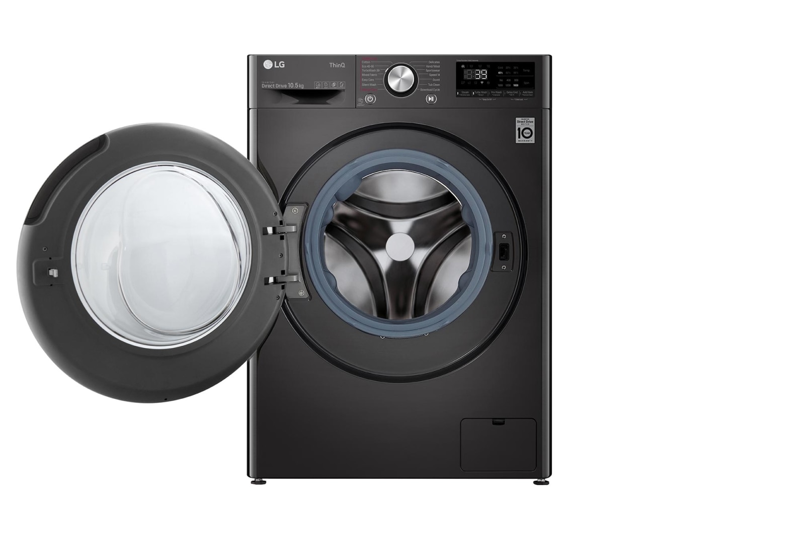 LG WiFi connected | 10.5kg | Washing Machine | 1560 rpm | AI DD™ | Direct Drive™ | Steam™ | TurboWash™360 | Black Steel, F6V1010BTSE