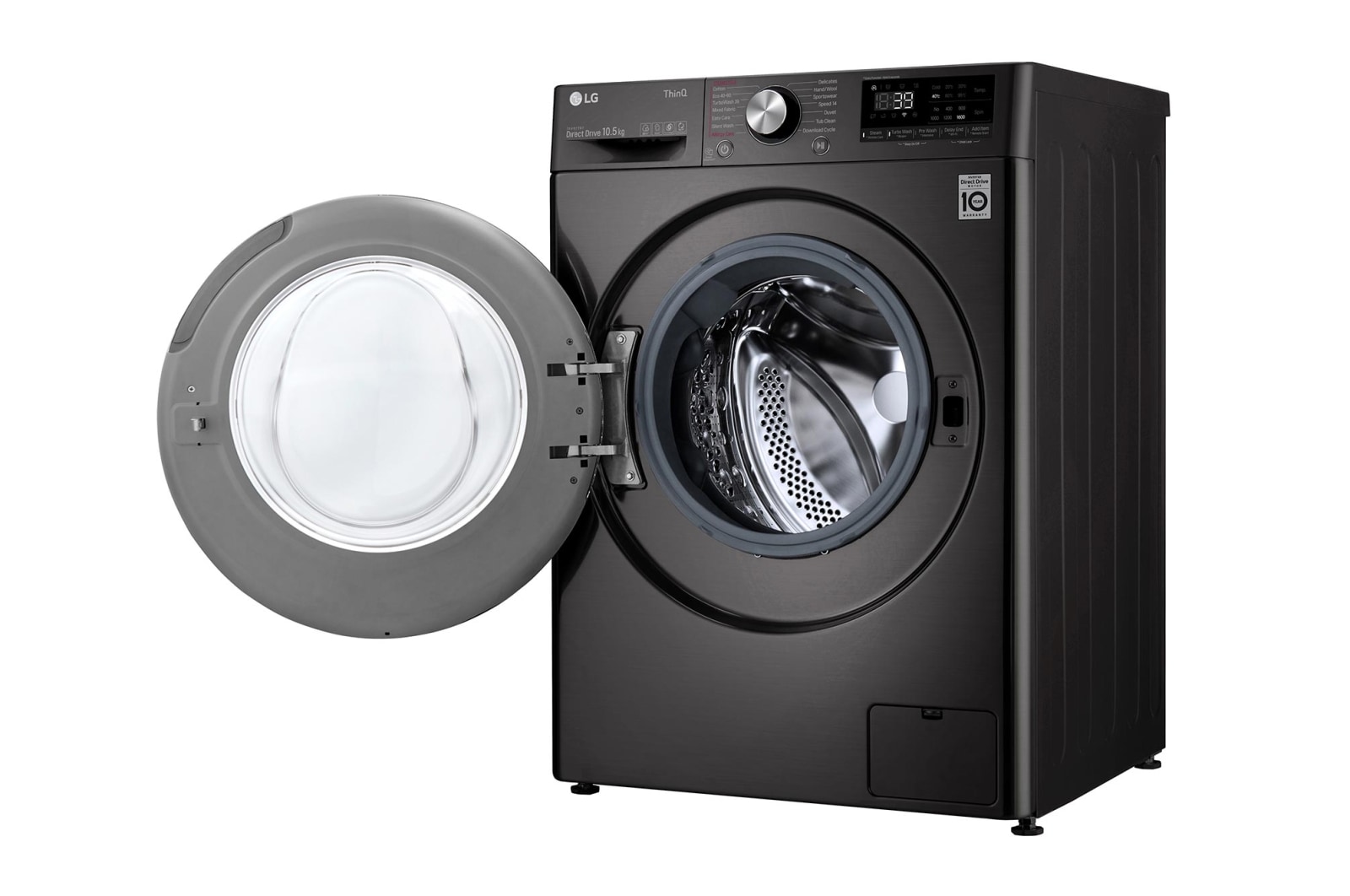 LG WiFi connected | 10.5kg | Washing Machine | 1560 rpm | AI DD™ | Direct Drive™ | Steam™ | TurboWash™360 | Black Steel, F6V1010BTSE