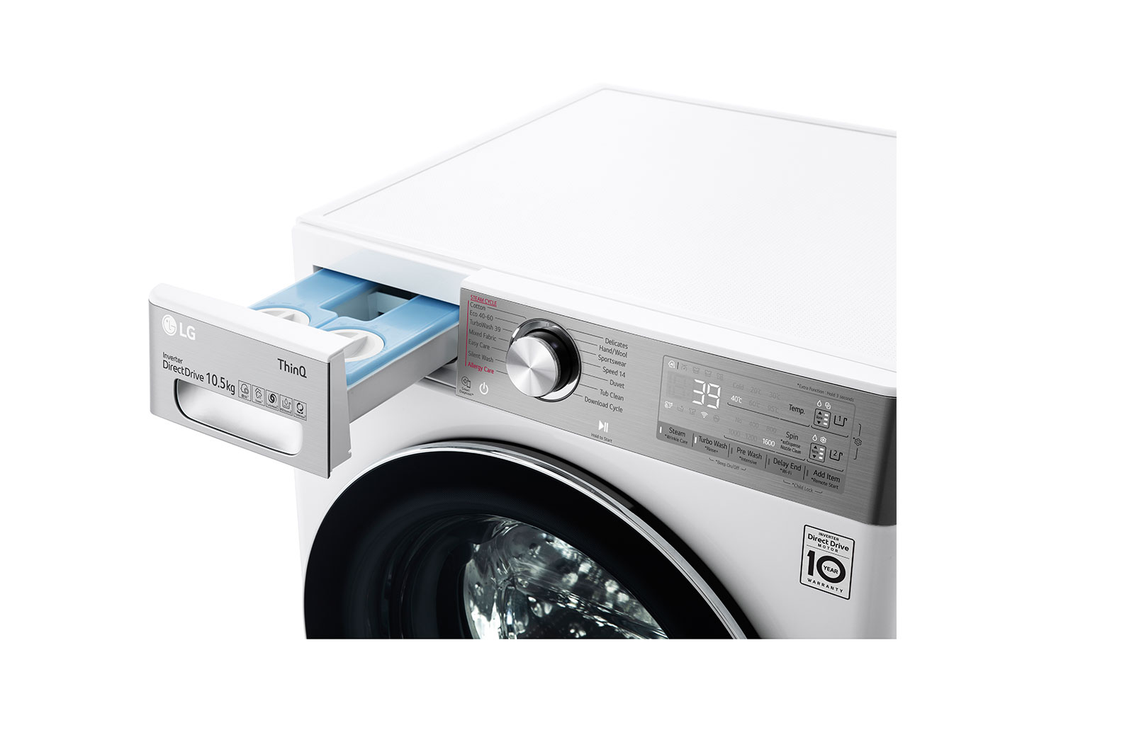 LG 10.5kg Washing Machine White AI DD™, F6V1110WTSA
