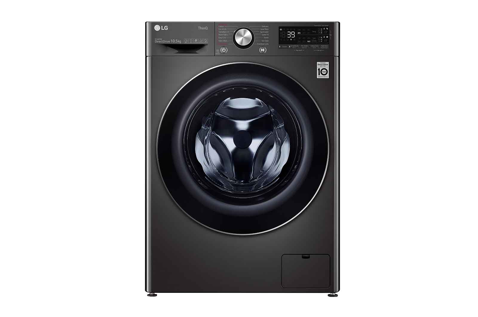 LG WiFi connected | 10.5kg | Washing Machine | 1560 rpm | Auto Dose | AI DD™ | Direct Drive™ | Steam™ | TurboWash™360\t| Black Steel, F6V910BTSA