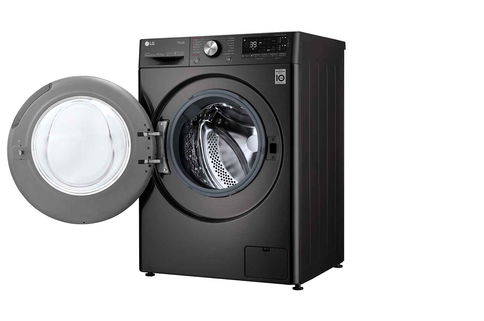 LG WiFi connected | 10.5kg | Washing Machine | 1560 rpm | Auto Dose | AI DD™ | Direct Drive™ | Steam™ | TurboWash™360\t| Black Steel, F6V910BTSA