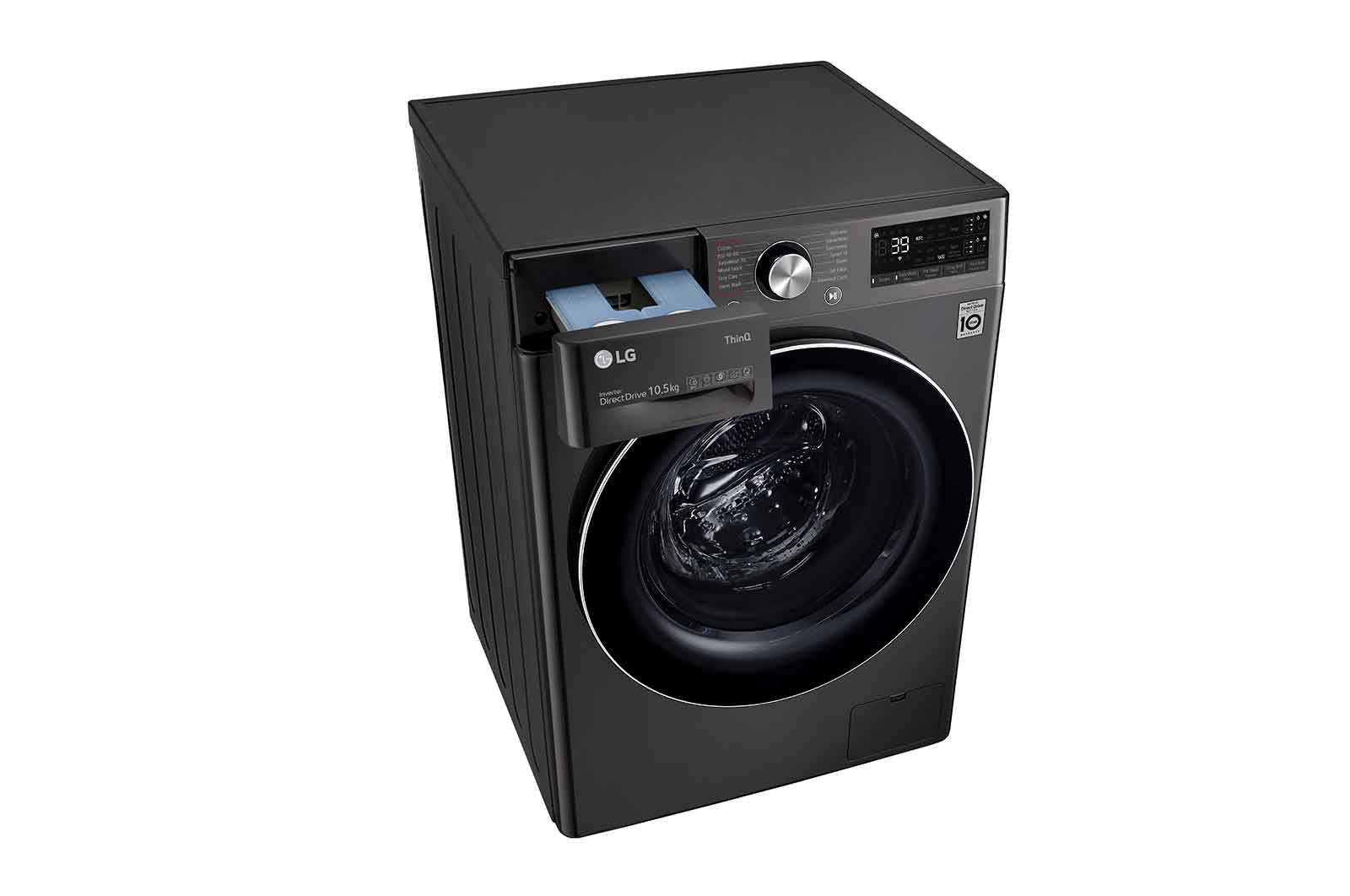 LG WiFi connected | 10.5kg | Washing Machine | 1560 rpm | Auto Dose | AI DD™ | Direct Drive™ | Steam™ | TurboWash™360\t| Black Steel, F6V910BTSA