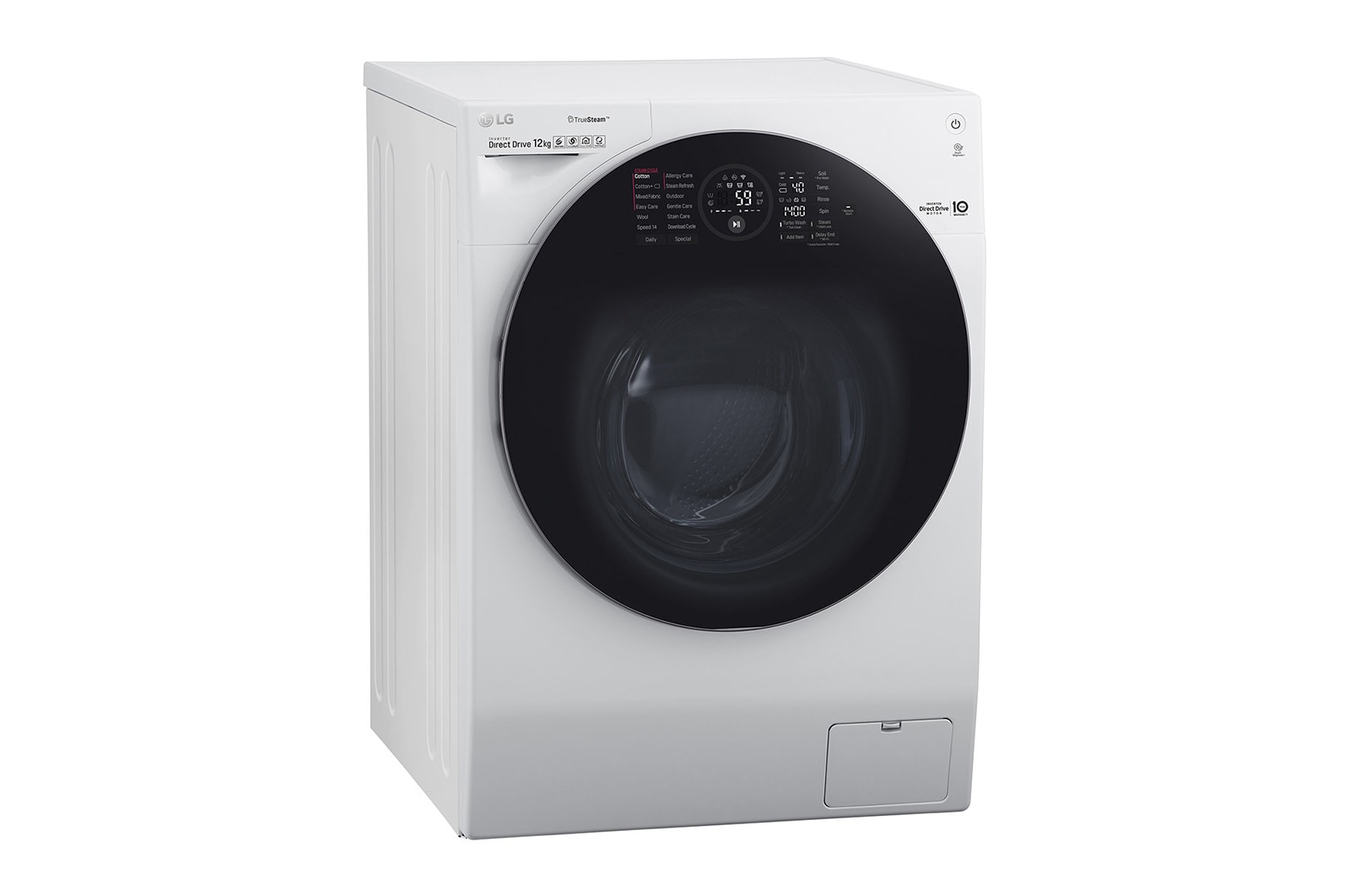 LG WiFi connected | 12kg | Washing Machine | 1360 rpm | Direct Drive™ | Steam™ | TurboWash™ | White, FH4G1BCS2