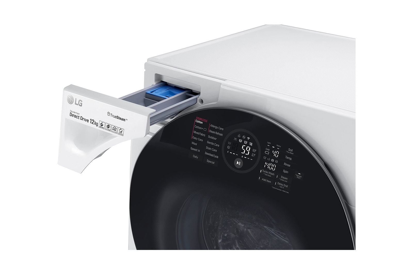 LG WiFi connected | 12kg | Washing Machine | 1360 rpm | Direct Drive™ | Steam™ | TurboWash™ | White, FH4G1BCS2