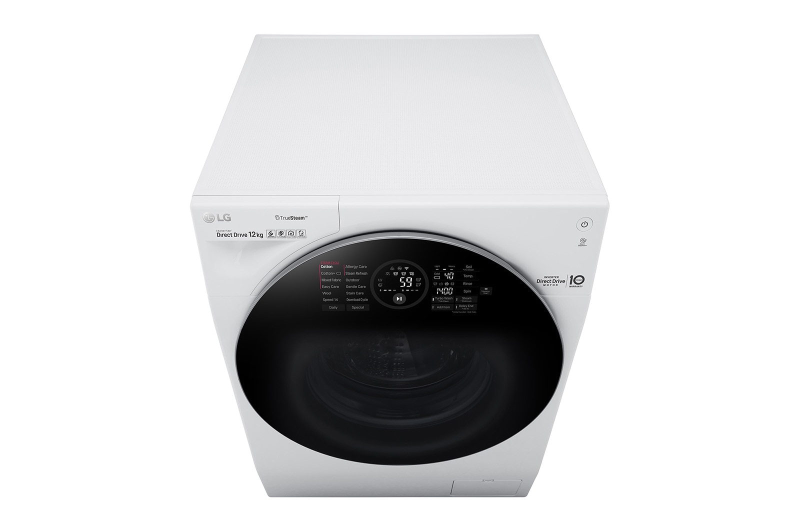 LG WiFi connected | 12kg | Washing Machine | 1360 rpm | Direct Drive™ | Steam™ | TurboWash™ | White, FH4G1BCS2