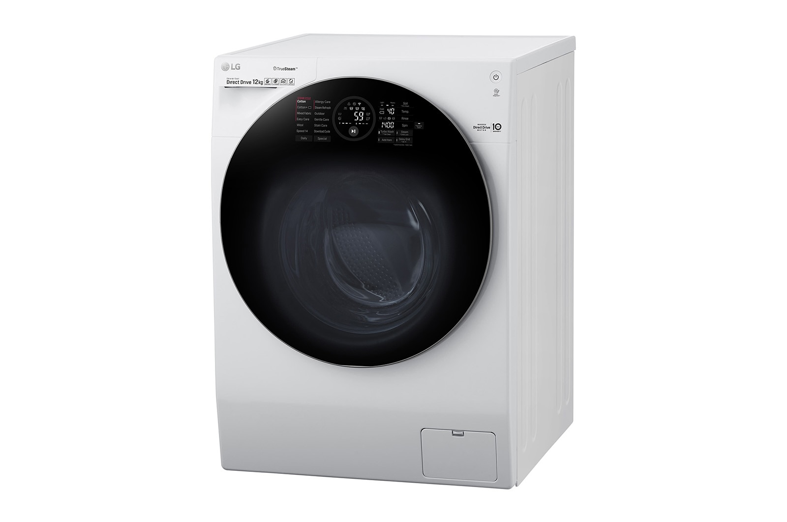 LG WiFi connected | 12kg | Washing Machine | 1360 rpm | Direct Drive™ | Steam™ | TurboWash™ | White, FH4G1BCS2