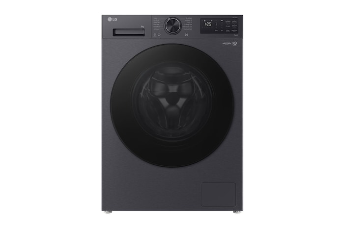 Front view of 9kg Front Loading Washing Machine Black- Energy Saving, AI DD, Auto Dispense (F2X50S9TBB)