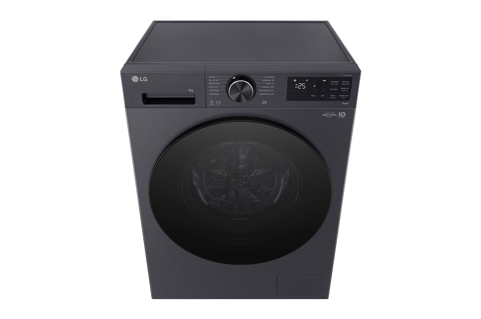 LG 9kg AI Direct Drive™ Washing Machine, Matte Black, F2X50S9TBB, Front view