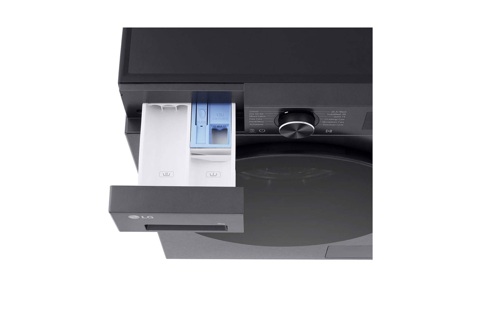 Side view of LG washer dryer combo