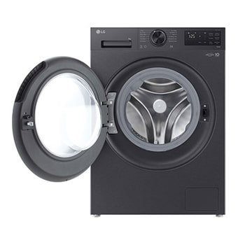LG 9kg AI Direct Drive™ Washing Machine, Matte Black, F2X50S9TBB, Door Open