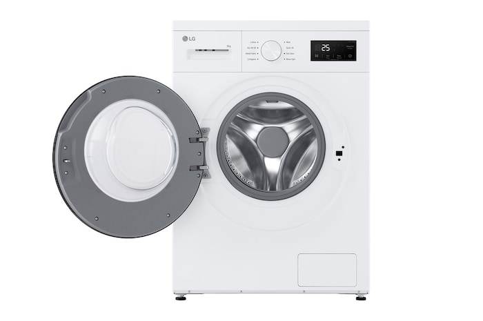 LG 8kg Steam™ Washing Machine, White, F4A10S8NWK, Door Open