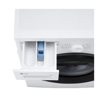 Image of two children playing with colorful blocks near a washer. Text read: 'Child Lock': Child Lock prevents little ones from accidentally altering settings.