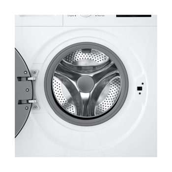 lifestyle cut of Front load washing machine in the laundry room