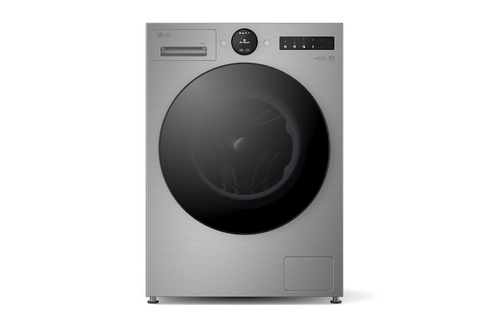 Front view of 13kg AI Direct Drive Washing Machine, Silver, F4X7013TSB