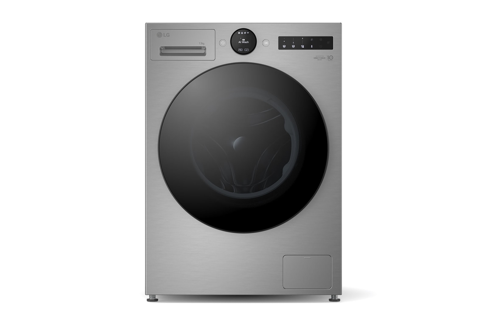 Front view of 13kg AI Direct Drive Washing Machine, Silver, F4X7013TSB