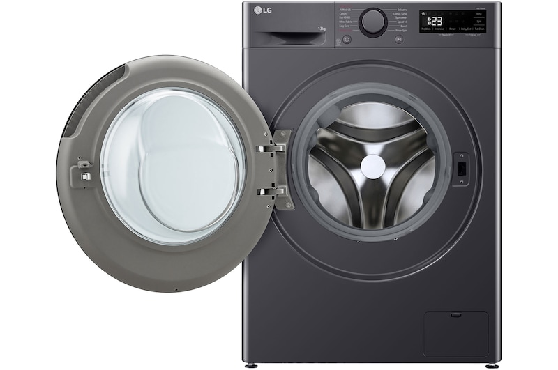 LG 13kg Direct Drive Washing Machine, Slate Grey, F4Y513GBLN1, Door Open