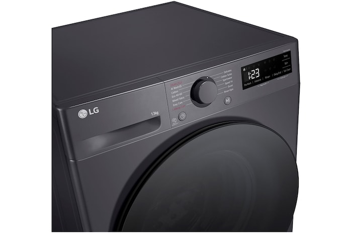 LG 13kg Direct Drive Washing Machine, Slate Grey, F4Y513GBLN1, Top Left Panel View