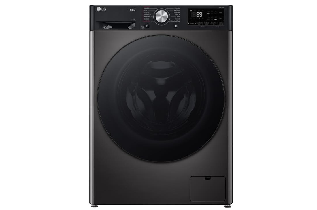 LG BIG In™ | 13kg | Washing Machine | 1400 rpm | WiFi connected | TurboWash™360 | AI Direct Drive™ | Large Capacity | A-10% Rated | Platinum Black, F4Y713BBTN1