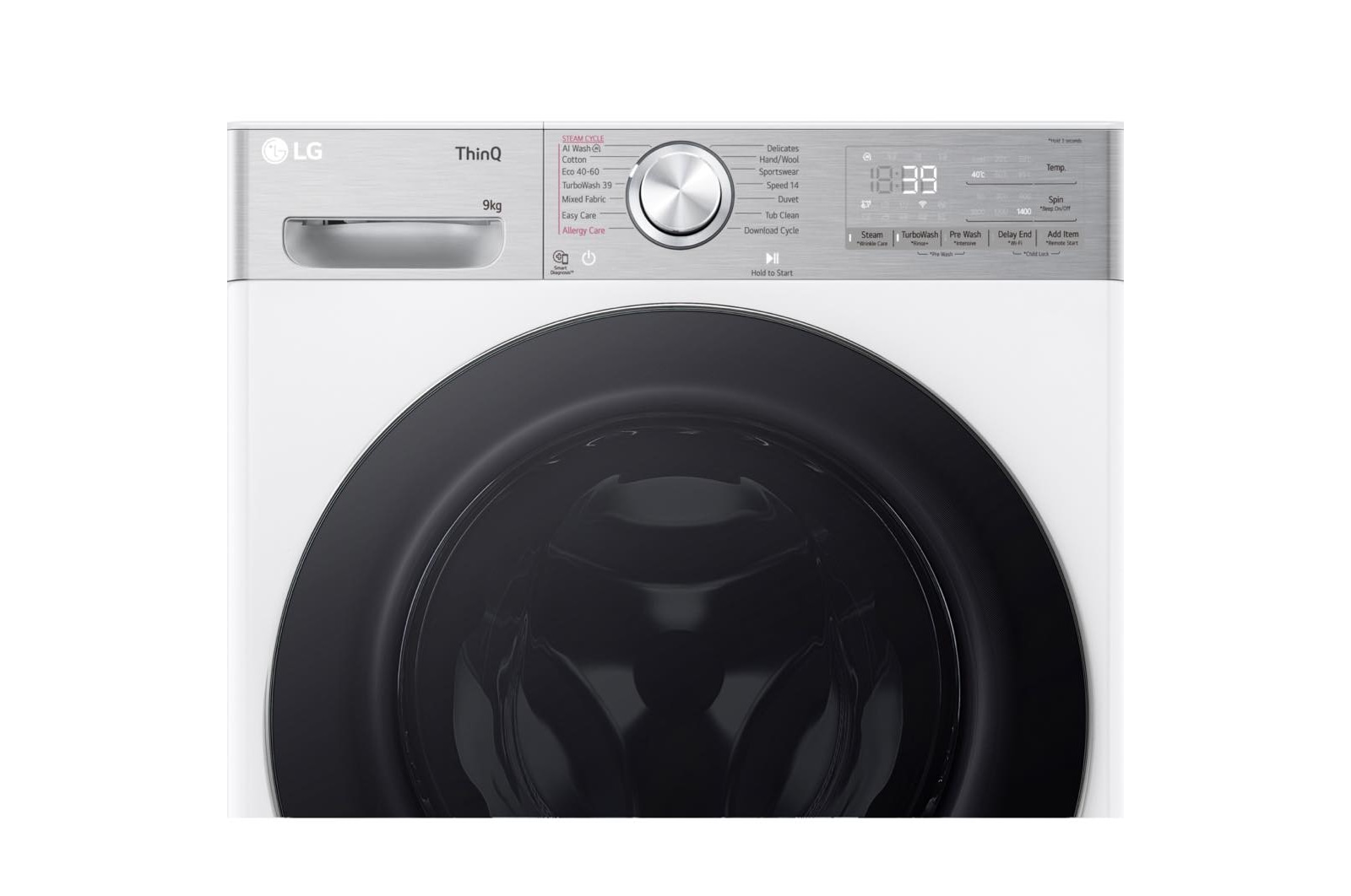 LG 9kg TurboWash™360, Steam+™, AI Direct Drive™ Washing Machine, White, F4Y909WCTN4