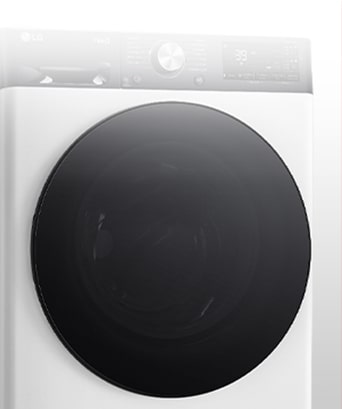 The image of the washing machine with the Tempered Glass Door clearly visible.