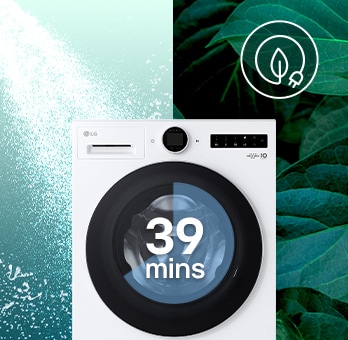 Thirty-nine minutes are written on the washing machine.