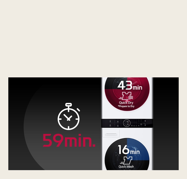 Wash tower washing machine that saves time while washing and drying at the same time