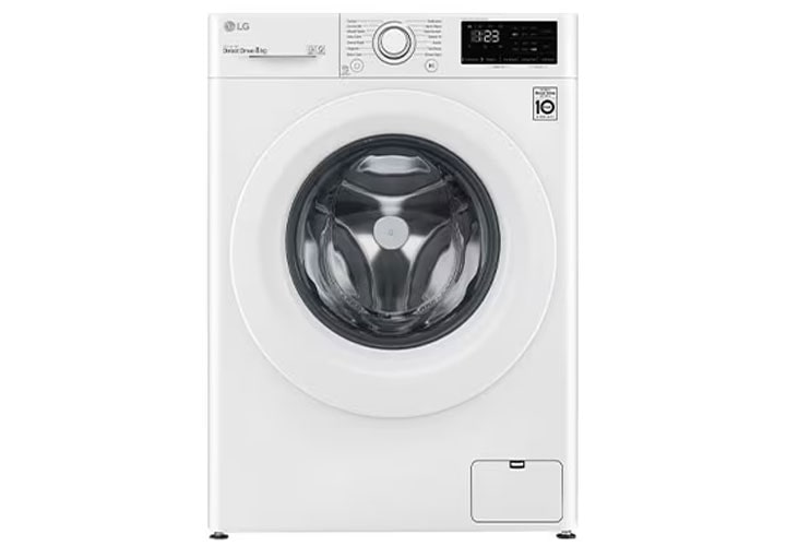 A front view of LG F4V308WNW washing machine