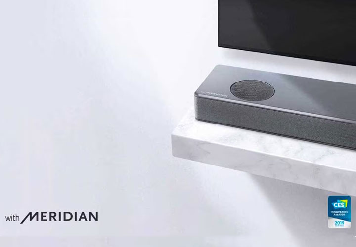 LG's Soundbar collection was on show at CES 2020, and it's partnership with Meridian continues to make it a leading option in entertainment sound | More at LG MAGAZINE