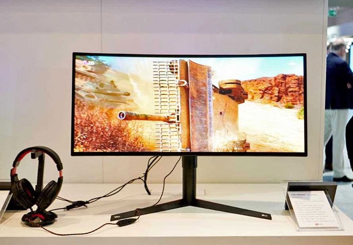 IFA 2018: A close up of the 34GK950G 34&quot; UltraWide Curved Gaming Monitor, on show at LG's exhibition