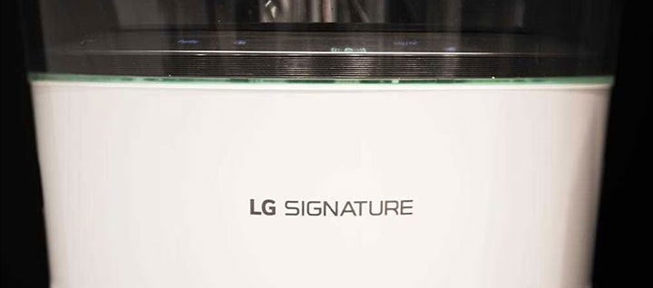 LG SIGNATURE logo on LG air cleaner. 