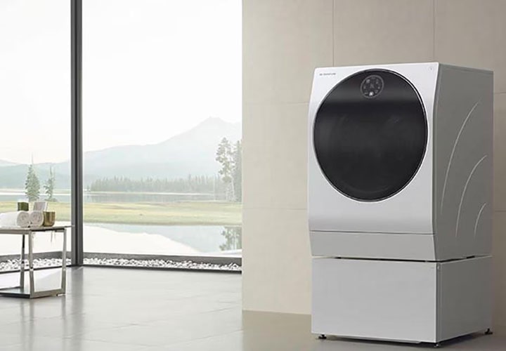 A image of lg signature twin wash washing machine in a living room