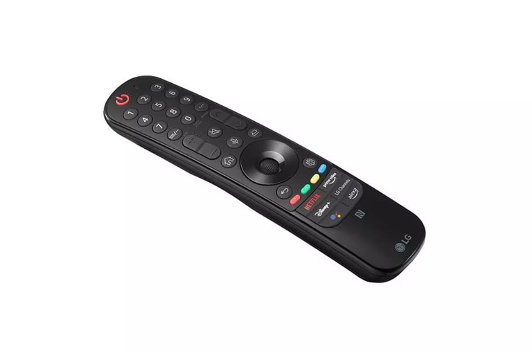 Top-down angle of LG 2022 Magic Remote with Magic Tap.