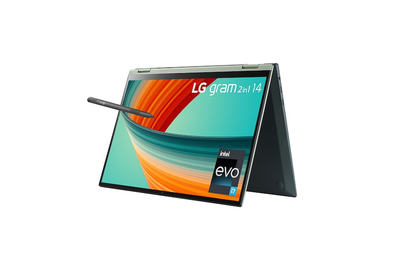 LG gram 2in1 14" laptop | ultra-lightweight with 16:10 anti-glare display and Intel® Evo 13th Gen. Processor - Sage Green, 14T90R-K.AA77A1