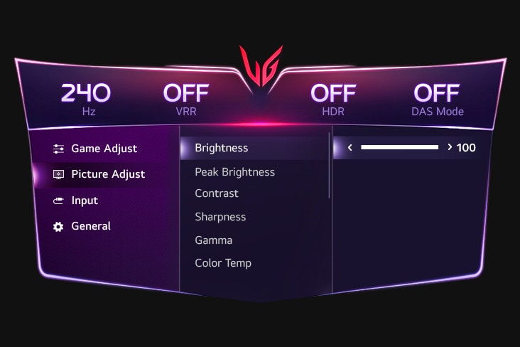 GUI setting image of Brightness.