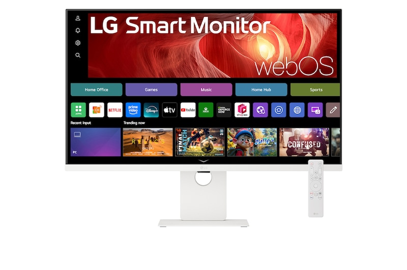 Front view of 37” LG Smart Monitor, 4K UHD IPS Display, webOS, Screen Share, USB-C (PD 65W), White 37U730SA-W