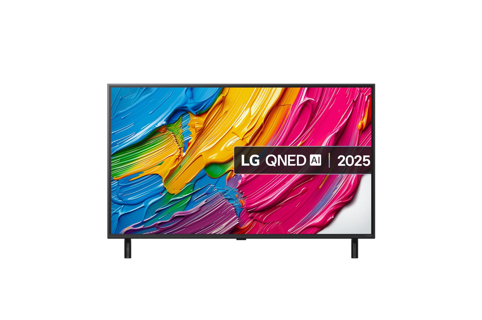 Front view of 43 inch LG QNED AI QNED80 MiniLED 4K Smart TV 2025 43QNED80A6A