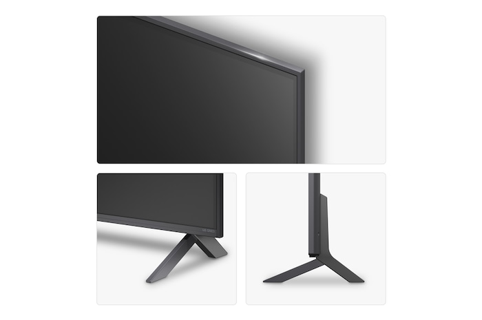 Left-facing side view of LG QNED80 TV